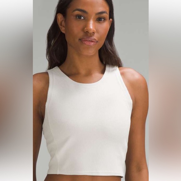 lululemon athletica Ribbed Softstreme Cropped Tank Top in Bone| Size 4 - Picture 1 of 6